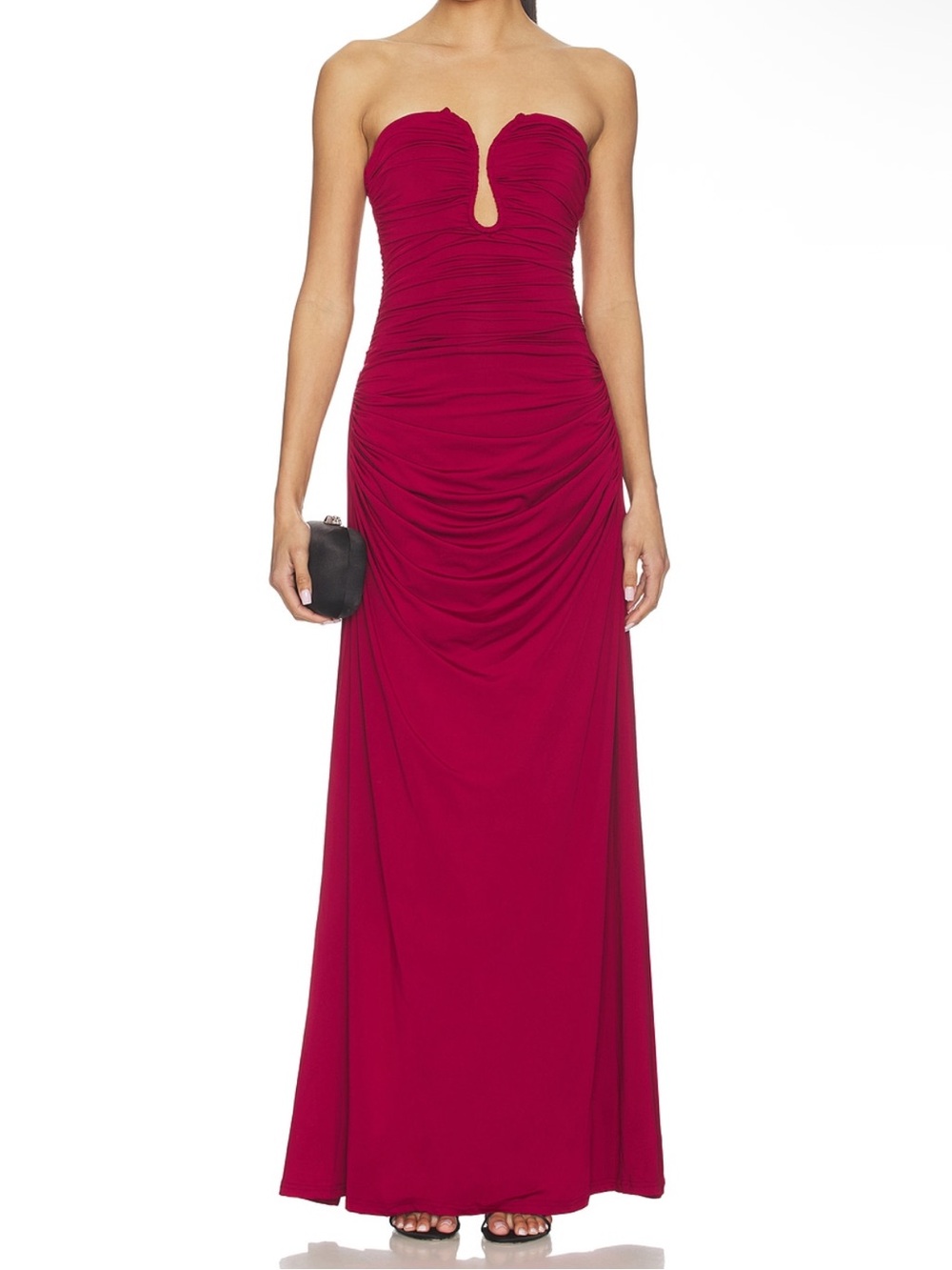 SNDYS x Revolve  Lilana Strapless Wire Contour Maxi Dress in Cherry Red Medium